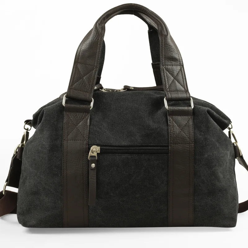 sac voyage toile homme polyvalent solide fermeture éclair beige noir texture cuir casual dimensions