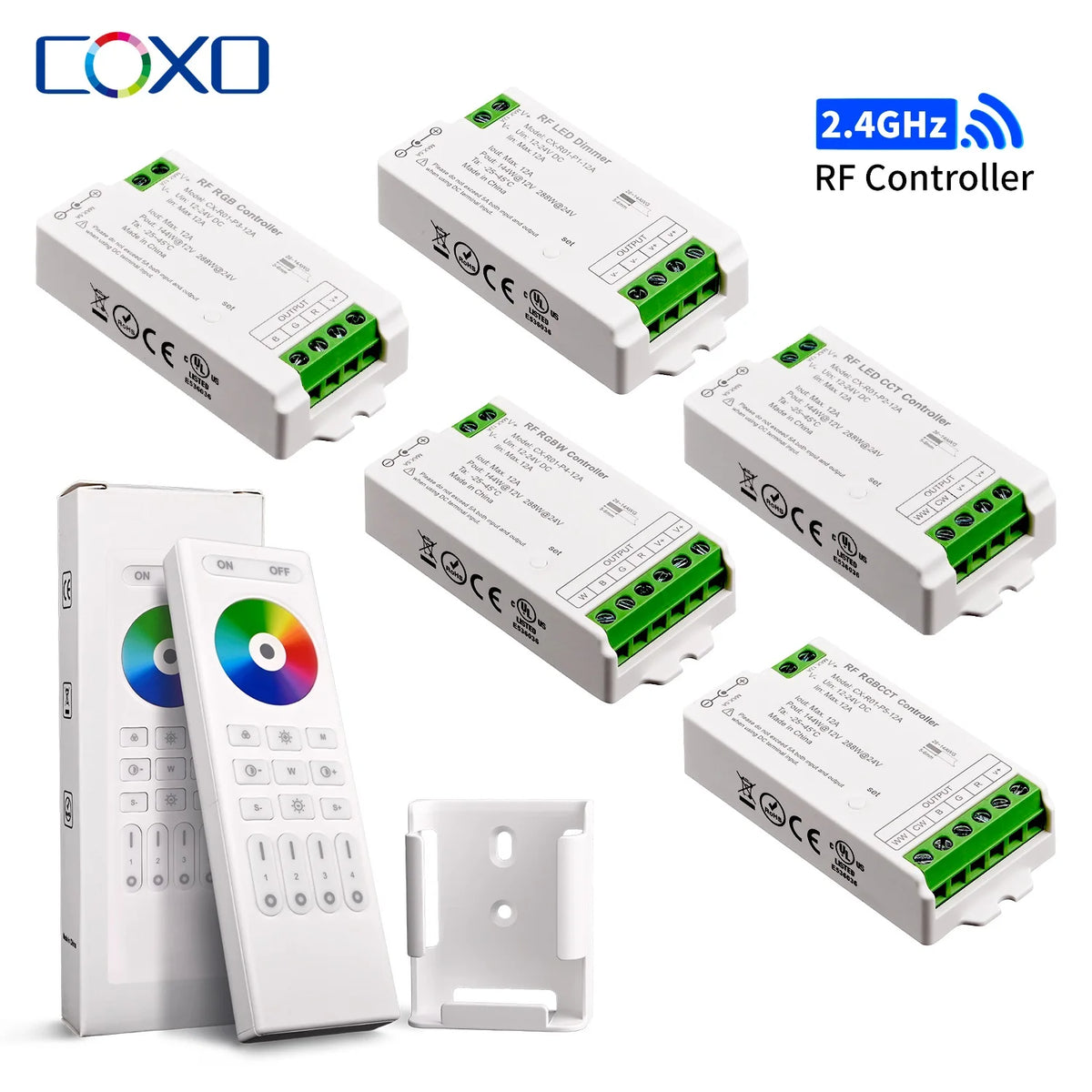 contrôleur led rf télécommande dimmable rgb rgbw cct bande lumineuse 12v 24v sans fil