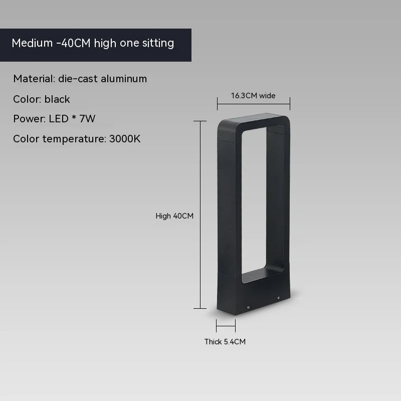 Lampe solaire moderne alliage d'aluminium led ip65 étanche noir minimaliste jardinextérieur