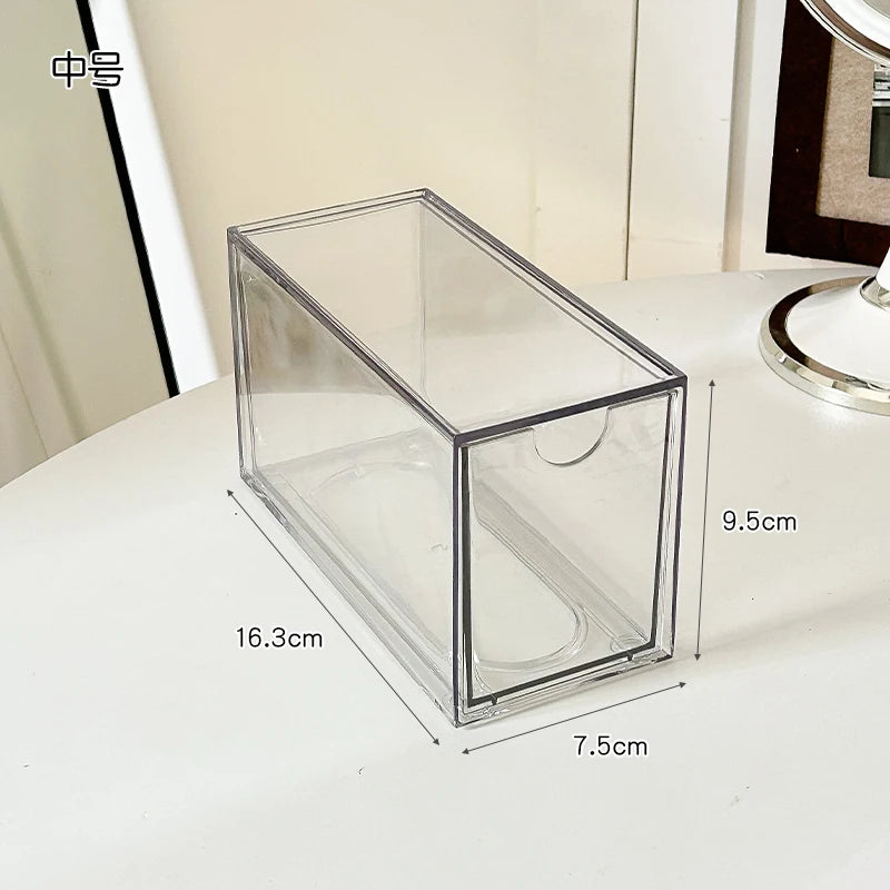 boîte rangement cosmétique transparente acrylique anti poussière tiroirs empilable moderne minimaliste