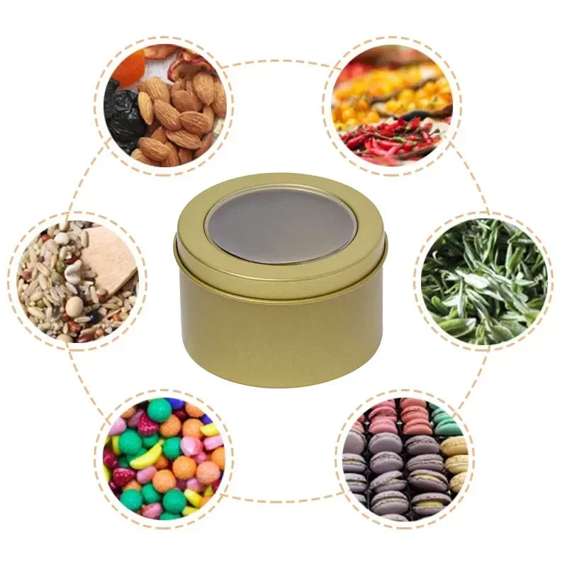 boîtes rondes métal or noir argent contemporaines rangement cosmétiques skincare organiser travel tins cream