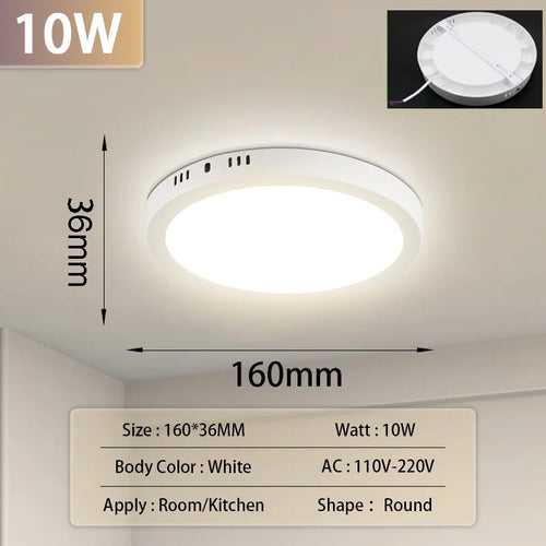 plafonnier led blanc moderne ultra mince salon chambre éclairage intérieur plat rond