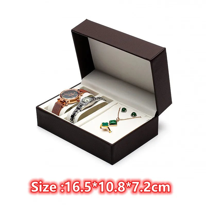 boîtes bijoux cuir moderne noir blanc rouge bleu orange organisateur montres bagues bracelets colliers