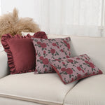 taies d'oreiller jacquard fleur roses rouges feuilles vertes vintage opacité fixation oreillettes maison lit