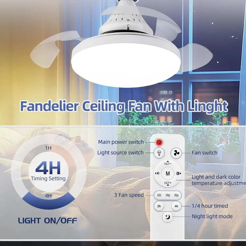 ventilateur lumière led télécommande blanc moderne silent 45cm 3vitesses rechargeable ul cem