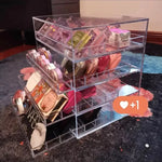 boîte rangement transparente moderne fards paupières blush rouge lèvres poudre cosmétiques minimaliste sans motif