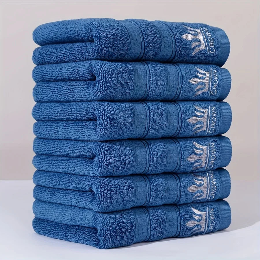 serviettes coton brodées bleu marine gris clair absorbantes douces moderne