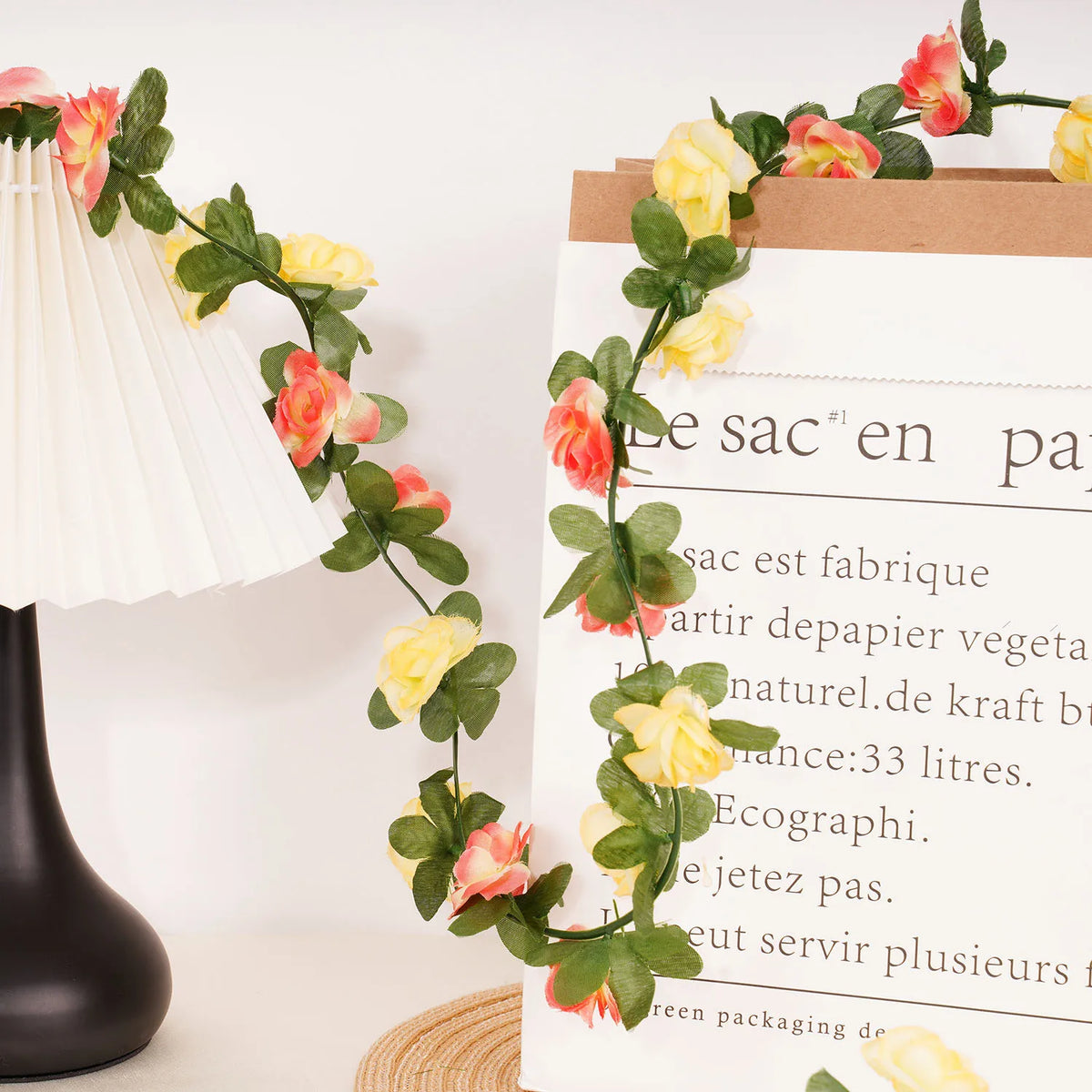 guirlande fleurs artificielles roses violet rose blanc rouge extérieur mariage romantique
