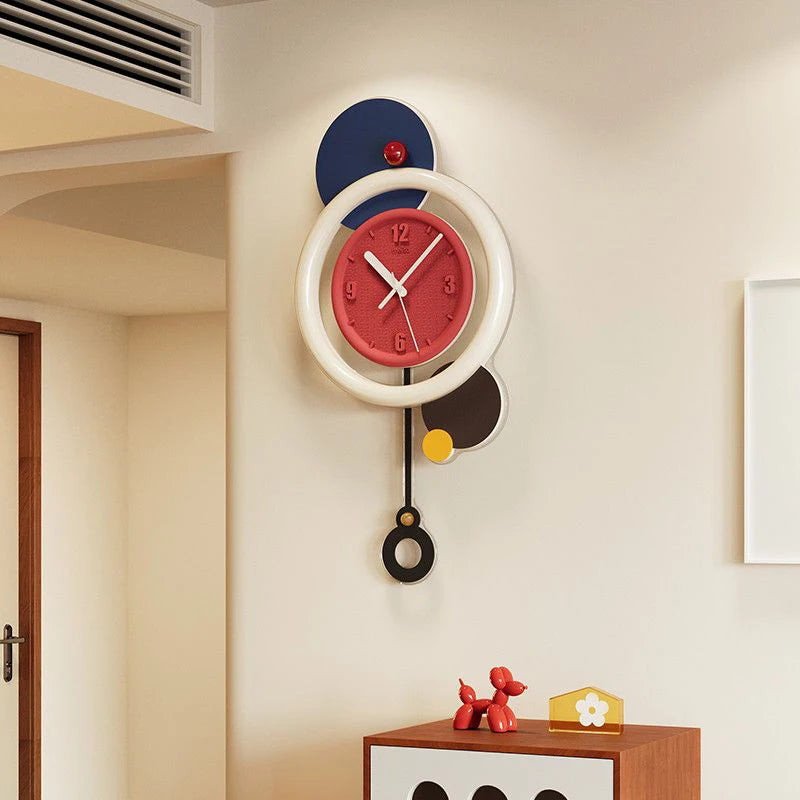 horloge murale moderne acrylique balançoire abstraite géométrique multicolore aiguille visage unique fixations