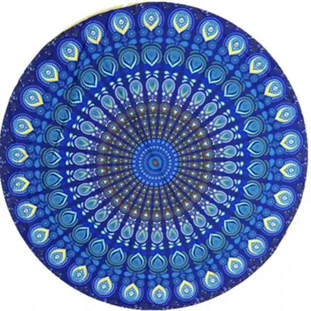 serviette plage ronde motif mandala boho chic coton polyester décorative grande plage été