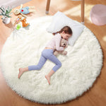 tapis rond peluche douce moderne rose clair salon chambre extérieur blanc opacité adhésif