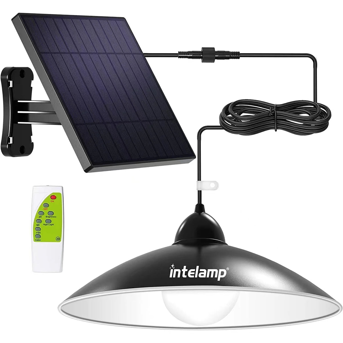 lampe solaire suspendue moderne noire télécommande ip65 led clips vis