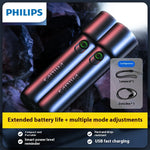 lampe torche noire moderne rechargeable led compact 125mm 70g abs matériaux
