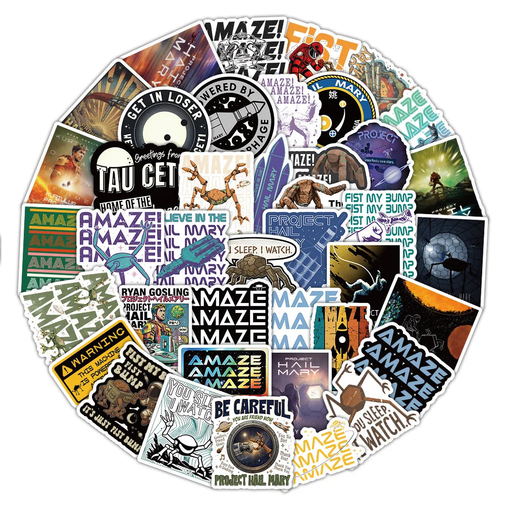 sticker project hail mary multicolore graphique adhésif moderne citation illustration espace cinema science fiction