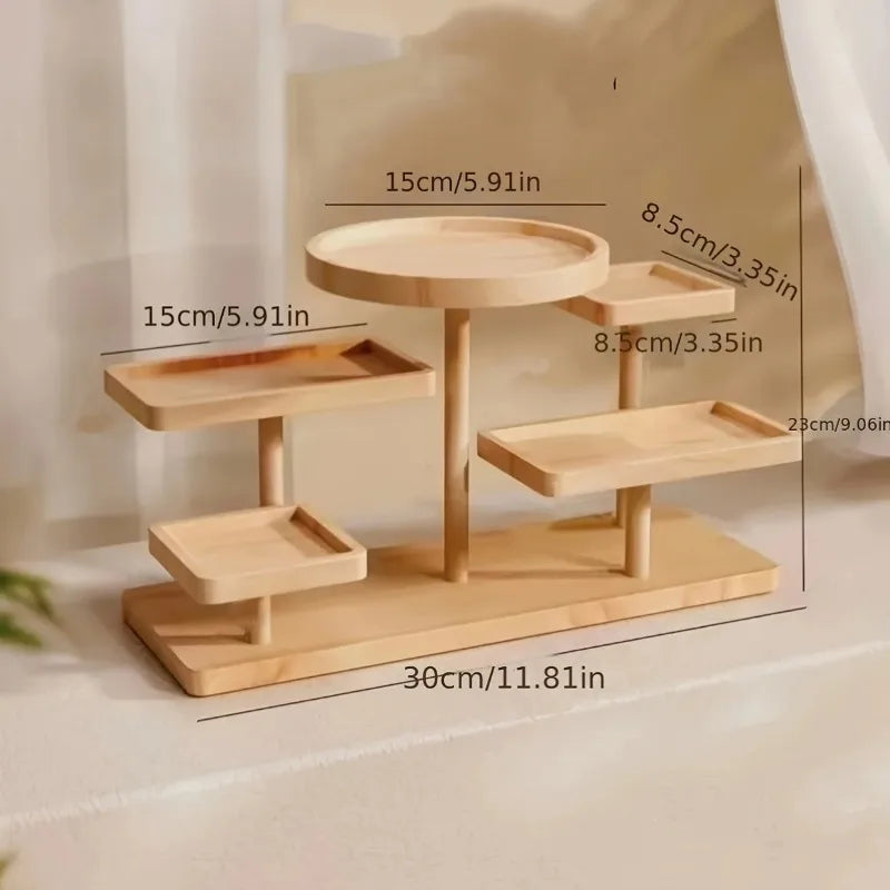 étagère bois naturel multi niveaux moderne rangement bijoux plantes décoration minimaliste multifonctionnelle haute qualité