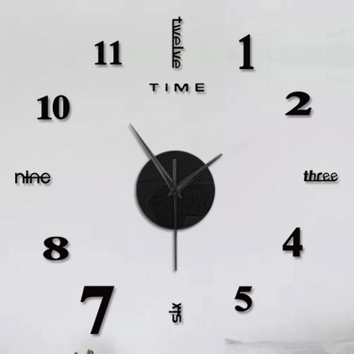 horloge murale adhésive moderne sans fil quartz noir numérotée planteDecoration intérieure bricolage