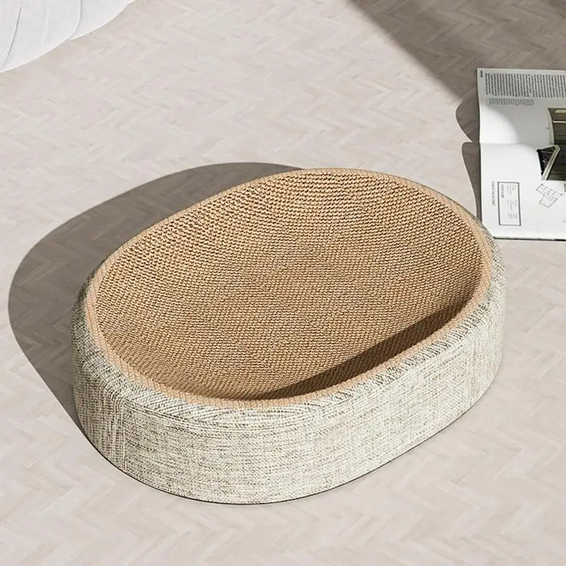 tapis coussin chat moderne minimaliste beige rembourré grignotage sisal texturé confortable adhésif
