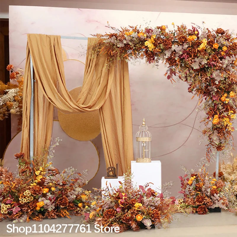 décoration événement mariage arc floral composition feuilles branches rustique automnale