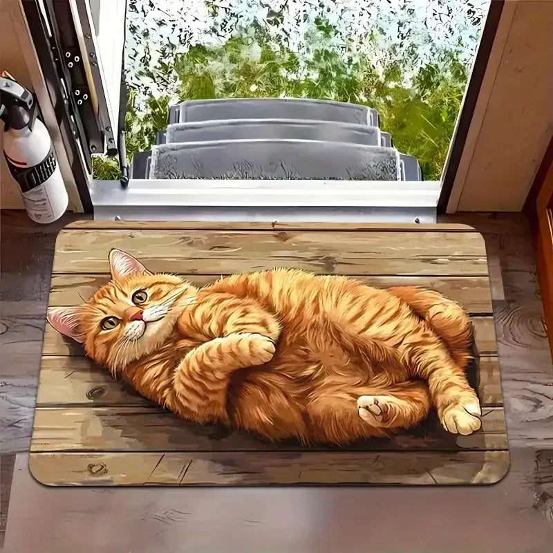tapis sol moderne imprimé chats multicolore résistant antidérapant mousse velours adhésif 30x50cm 40x60cm 50x80cm