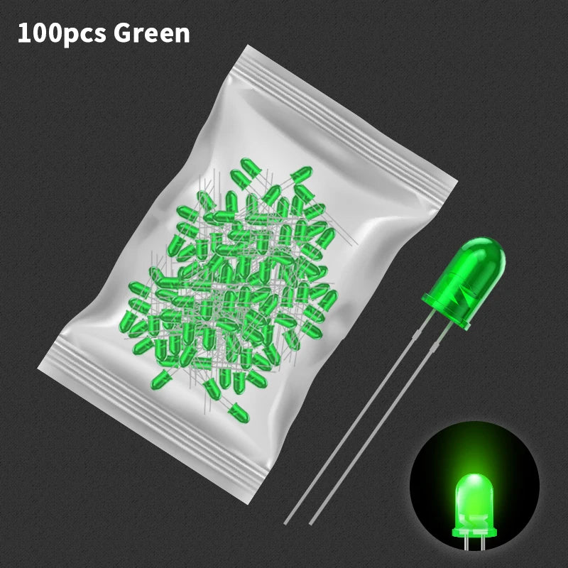 diodes led transparentes vert rouge jaune bleu orange simple utilitaire 20pcs 3couleurs 20pcs 5couleurs