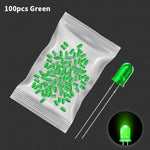 diodes led transparentes vert rouge jaune bleu orange simple utilitaire 20pcs 3couleurs 20pcs 5couleurs