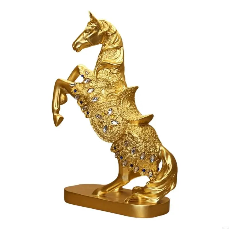 statuette cheval doré ornée strass art déco maison feng shui cadeau anniversaire noël pâques