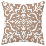 lot housses coussin décoratives motifs géométriques mandalas beige blanc moderne