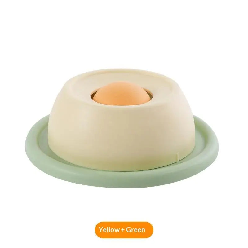 bol nourriture chat blanc jaune vert moderne fun rond lisse sans fixation interactive friandise