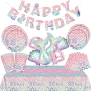 décoration anniversaire sirène écailles poisson ballons happy birthday assiettes gobelets nappe festive marine