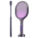 raquette anti moustiques lampe anti insectes rechargeable extensible moderne violet argenté led
