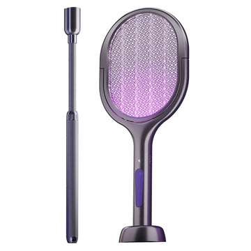 raquette anti moustiques lampe anti insectes rechargeable extensible moderne violet argenté led