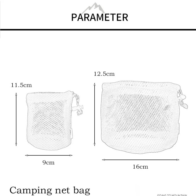 sac rangement nylon noir filet camping utilitaire vaisselle ustensiles portable extérieur