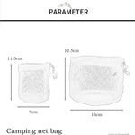 sac rangement nylon noir filet camping utilitaire vaisselle ustensiles portable extérieur