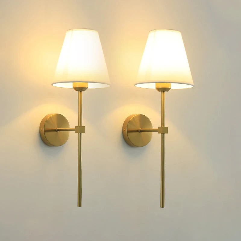 applique murale moderne or noir beige toile lin lampe abat jour