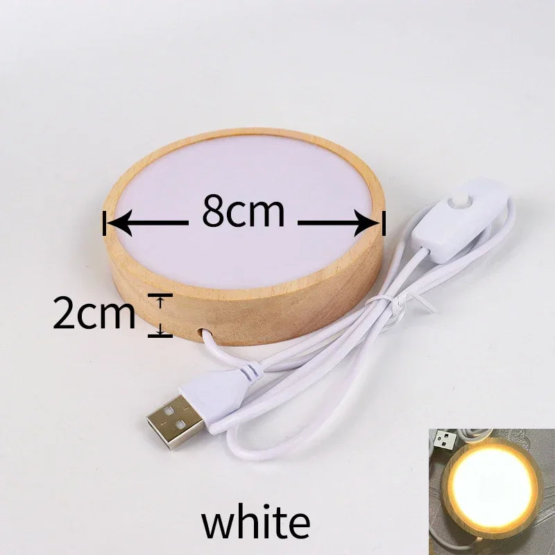 lampe décorative moderne transparente motifs floraux base bois câble usb blanc beige vertclair