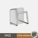 porte savon porte couverts porte sponges acier inoxydable adhésif moderne pratique rangement cuisine transparent
