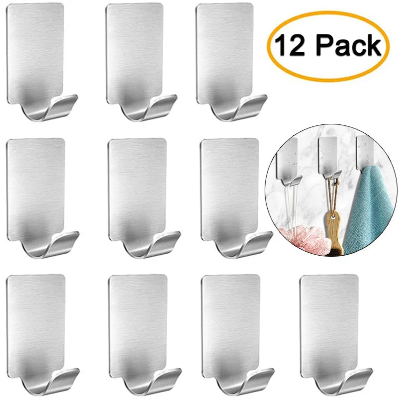 porte serviettes adhésifs acier inoxydable moderne 10pcs argentés finition brossée minimaliste cuisine salle bains