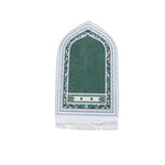 tapis prière musulman polyester antidérapant motifs floraux moderne bleu vert noir blanc usage maison
