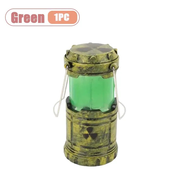 veilleuse deco radioactive bidon vert motif danger science fiction halloween citrouille chauve souris tombes