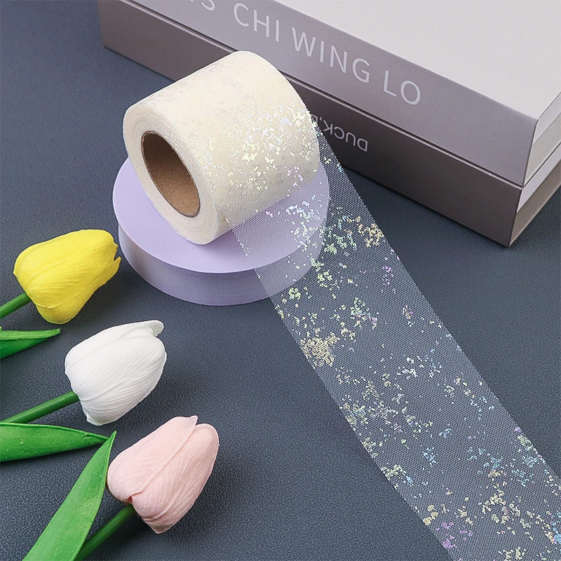 ruban pailleté moderne élégant adhésif rose violet vert beige bleuclair polyester 25yards