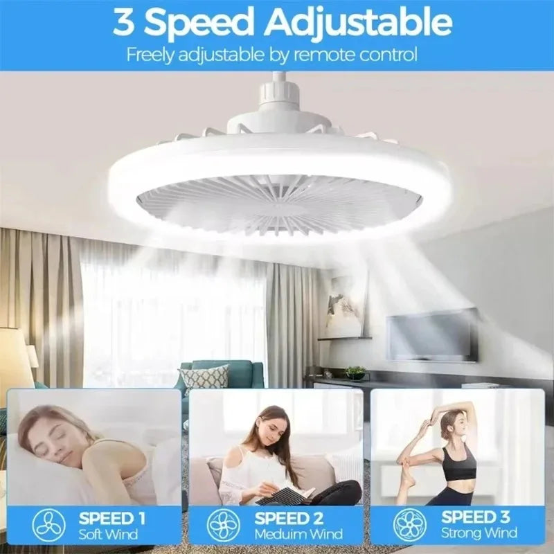 ventilateur lumière led blanc moderne télécommande incluse chambre cuisine