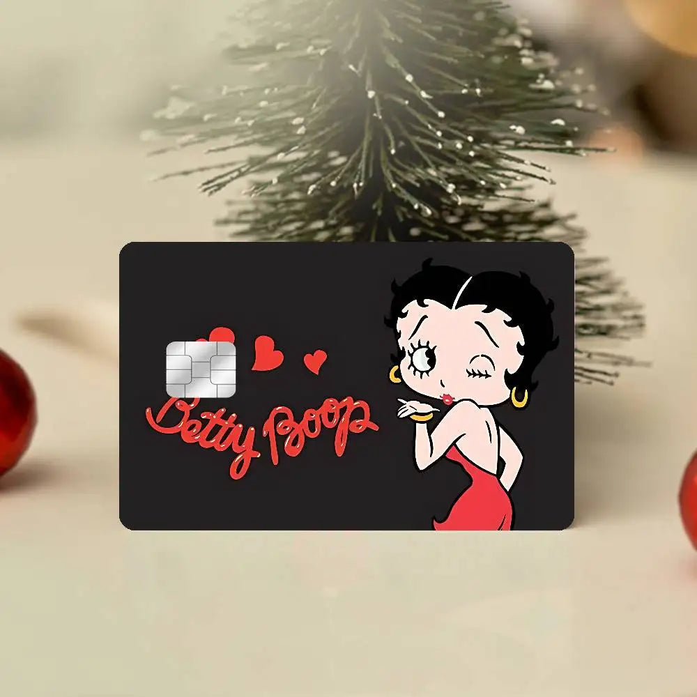 autocollants cartes bancaires waterproof dessin animé betty boop romantique rébellions pop art papier adhésif