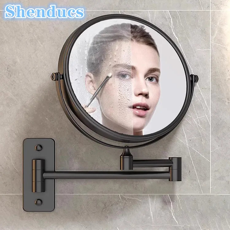 miroir cosmétique noir moderne bras articulé pouces rond sans texte
