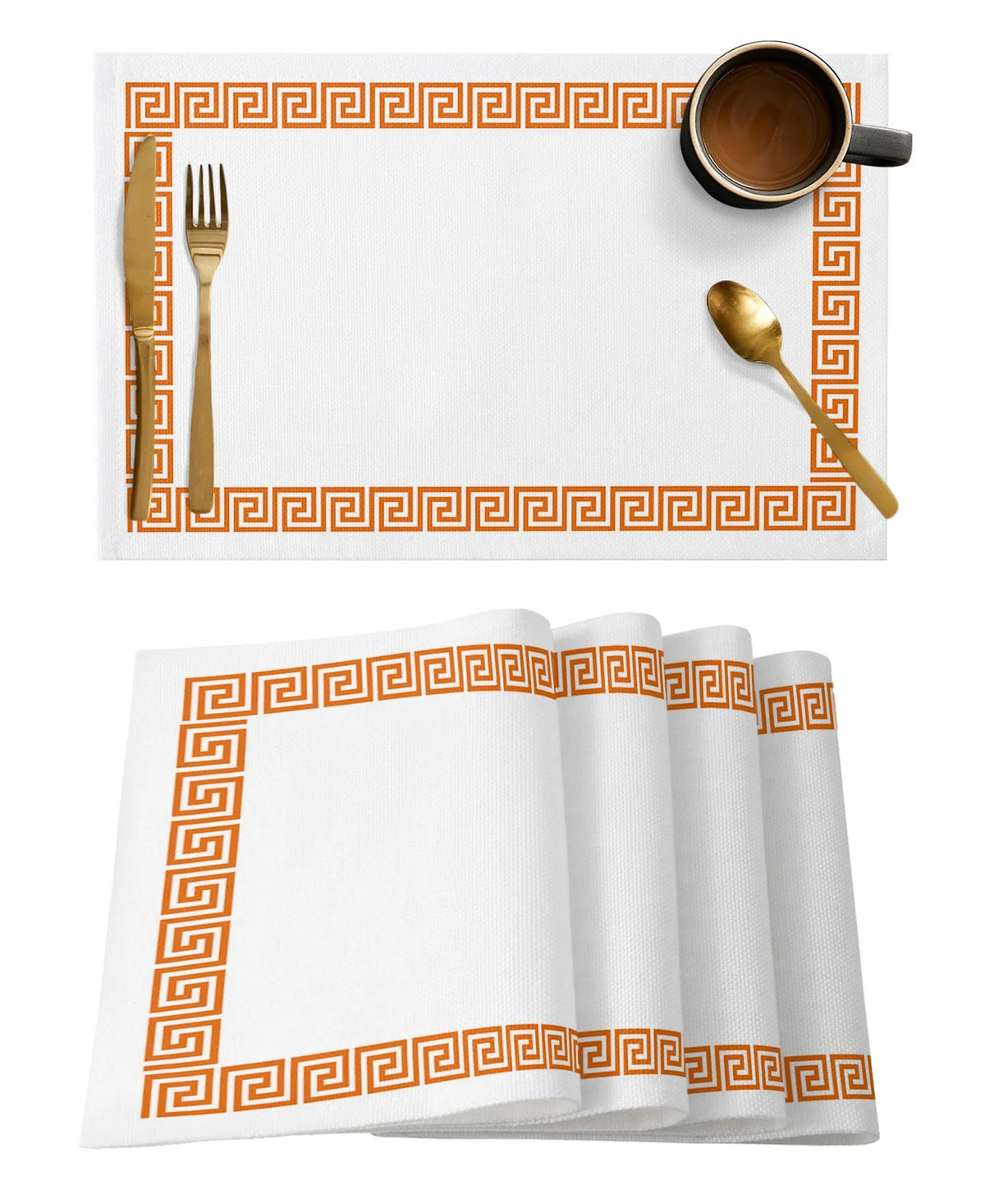 serviettes table classiques motif géométrique rouge gris bleu marine beige