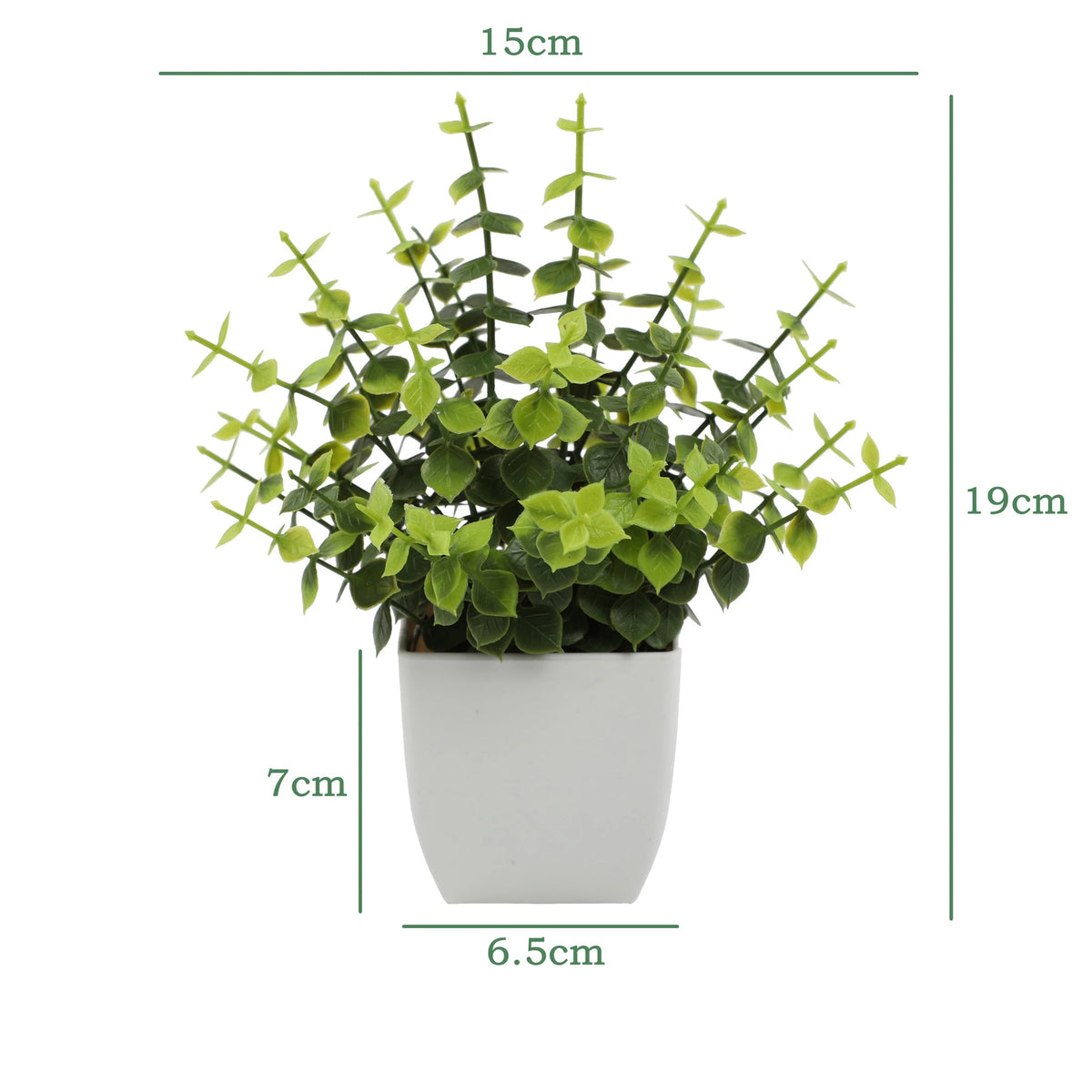 décoration intérieure plante artificielle eucalyptus bonsaï vert feuilles fines moderne sans entretien pot blanc