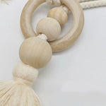 boucles rideau tissu tressé bois pompons boho chic anneaux réglables coton opaque nordique rustic