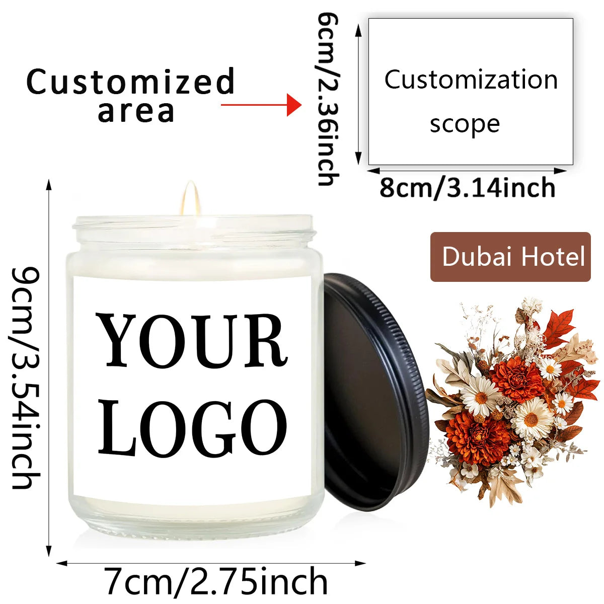 bougie parfumée cire soja blanc aromathérapie simple minimaliste bocal transparent étiquette opaque