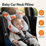coussin voyage bébé gris blanc orange motifs animaux confortable shaped