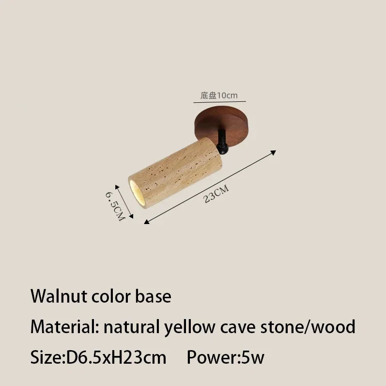 Spot lumineux led bois marron clair moderne minimaliste texture naturelle 3000k(toucher)