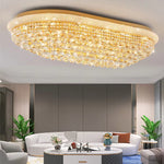 plafonnier crystal doré élégant éclairage moderne salon chambre lumière blanc